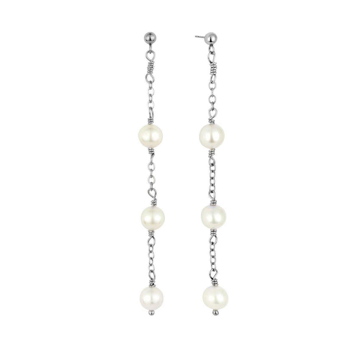 ISABELLE Long Pearl Earrings Gold or Silver - Lulu + Belle Jewellery