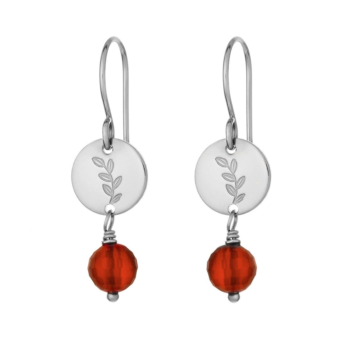 Leafy Birthstone Earrings Silver - Lulu + Belle Jewellery