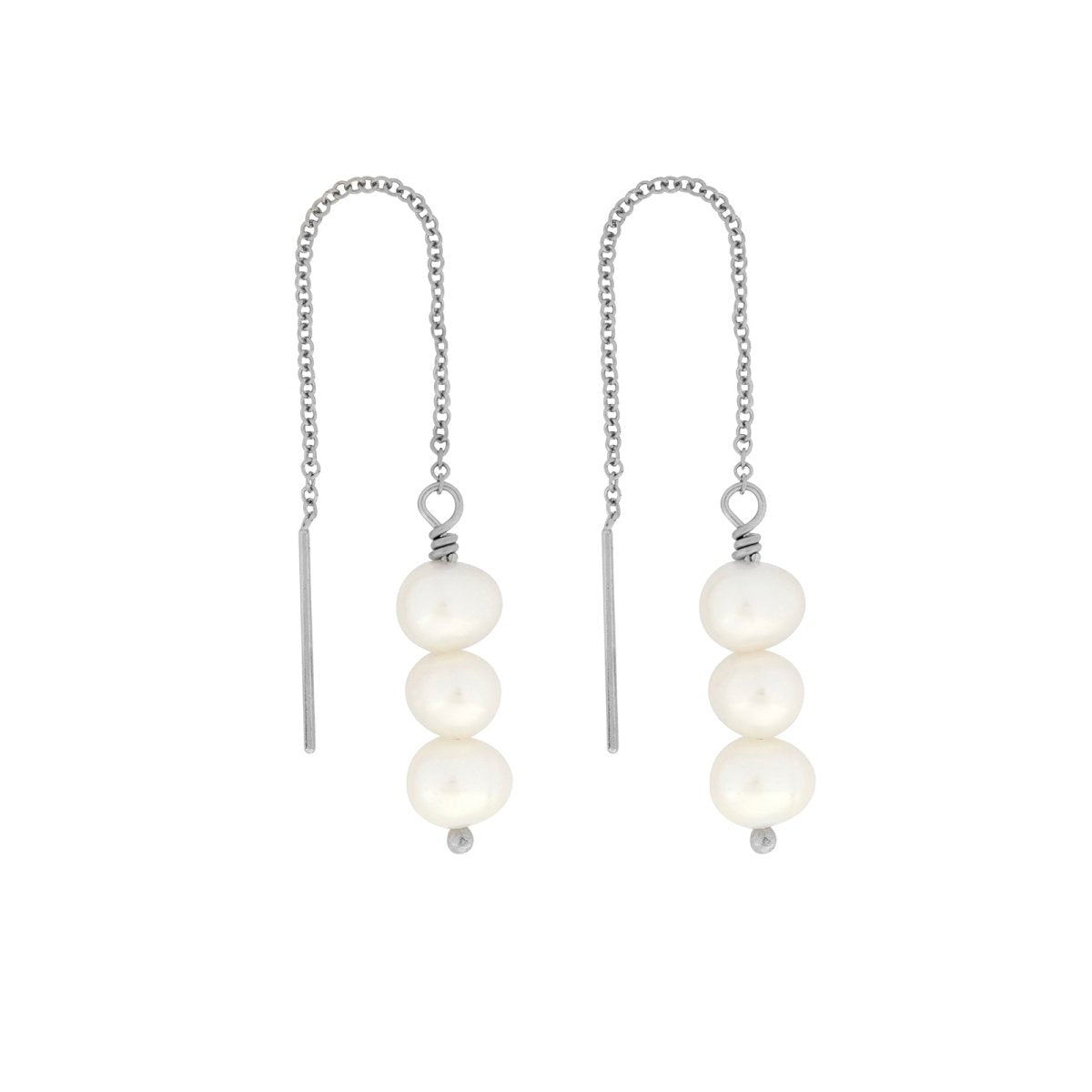 LIZ Pearl Threader Earrings Gold or Silver - Lulu + Belle Jewellery