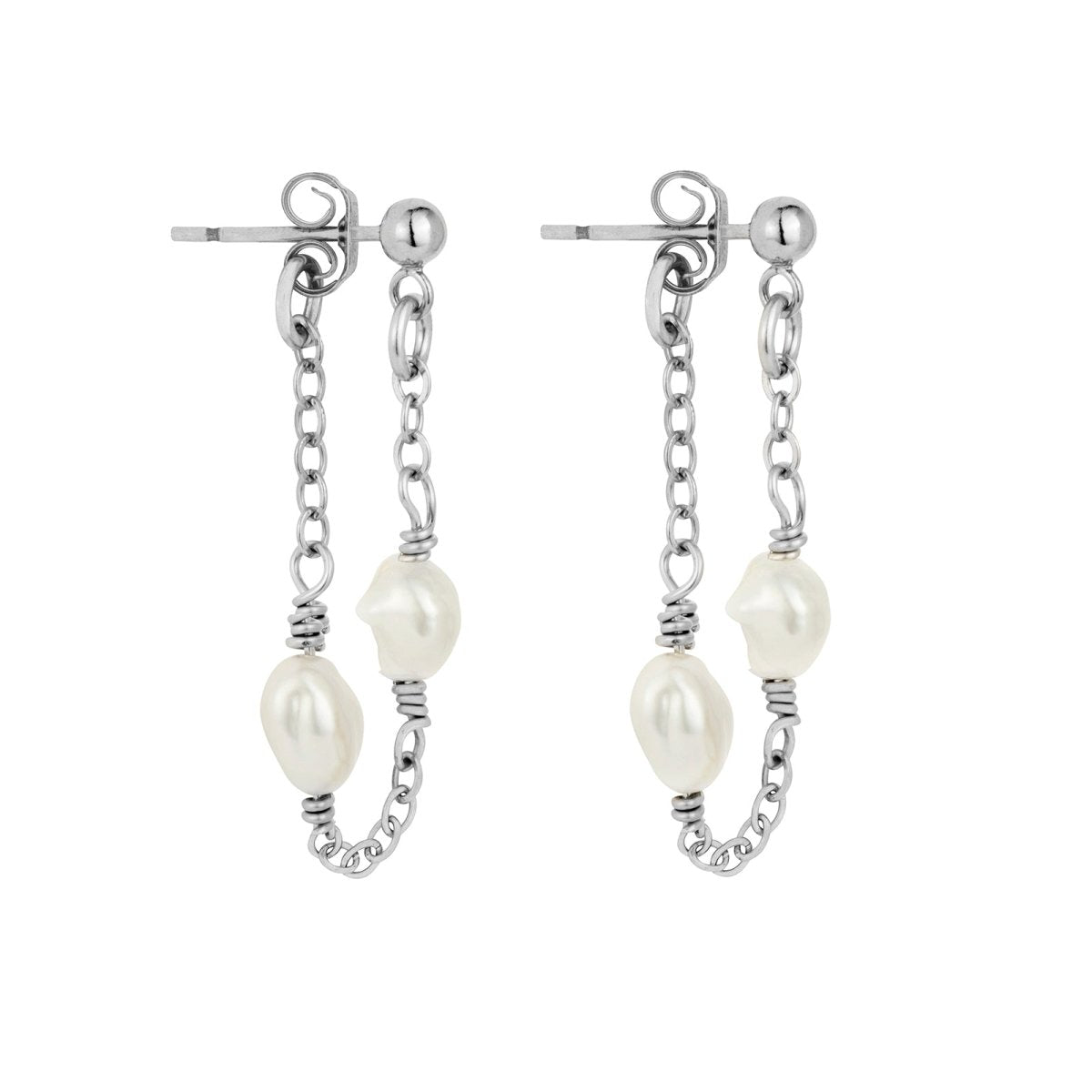 LOLA Keishi Pearl Chain Earrings Gold or Silver - Lulu + Belle Jewellery