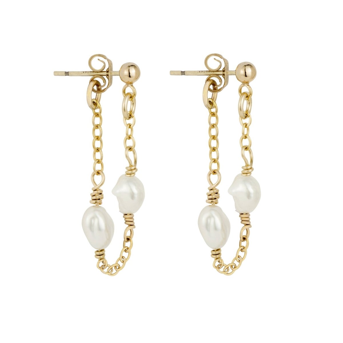 LOLA Keishi Pearl Chain Earrings Gold or Silver - Lulu + Belle Jewellery