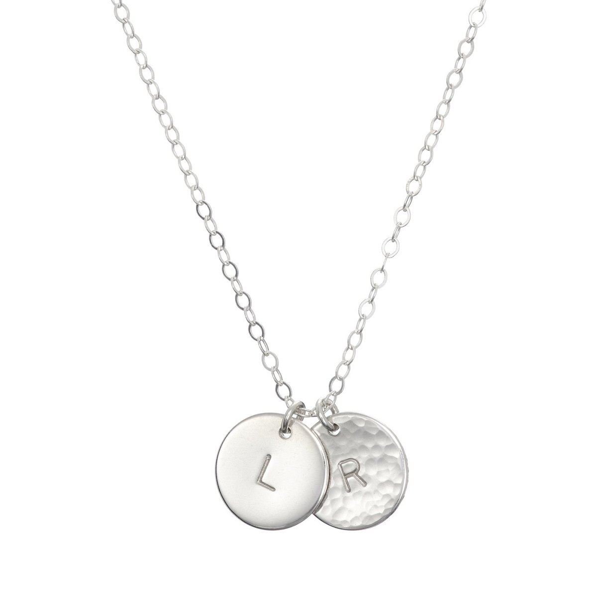Medium Sterling Silver Initials Necklace Two or More Discs - Lulu + Belle Jewellery