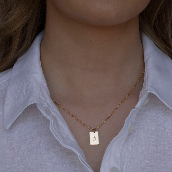 Rectangular Necklace with Initial - Lulu + Belle Jewellery