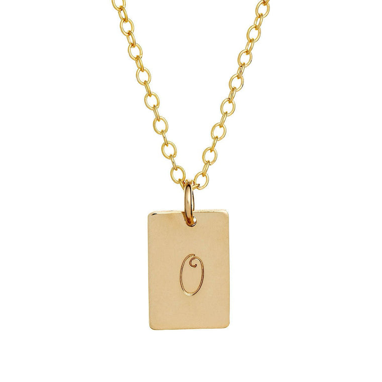 Rectangular Necklace with Initial - Lulu + Belle Jewellery