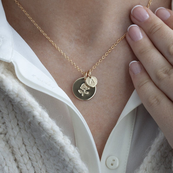 Rose initial necklace gold - Lulu + Belle Jewellery