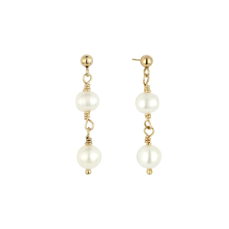 SARA Dainty Pearl Drop Earrings Gold or Silver - Lulu + Belle Jewellery