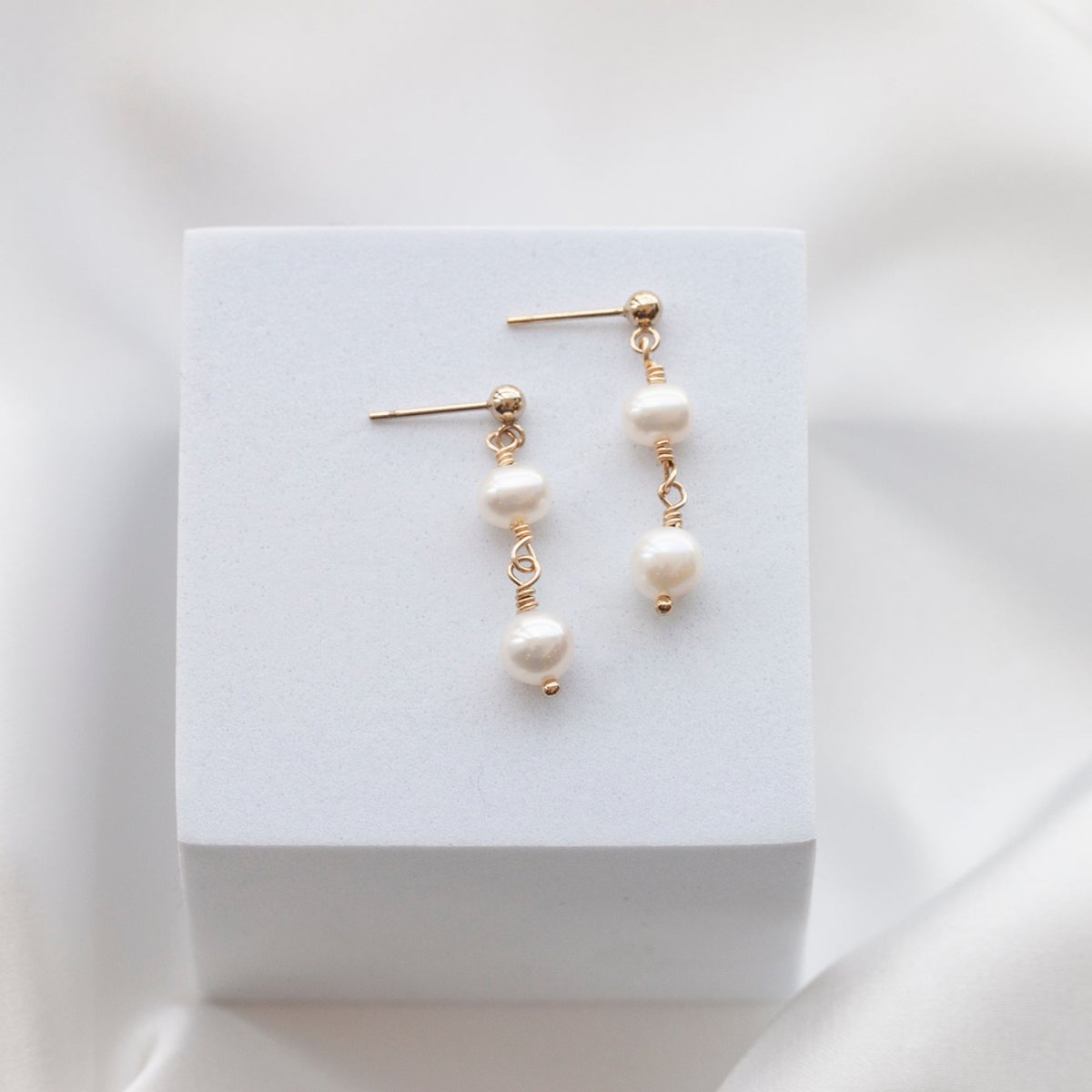 SARA Dainty Pearl Drop Earrings Gold or Silver - Lulu + Belle Jewellery