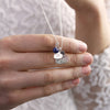 Silver double heart necklace with initial and birthstone - Lulu + Belle Jewellery