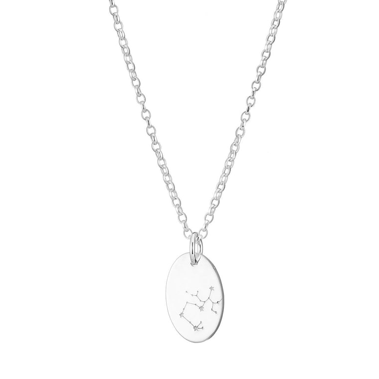 Silver oval star sign necklace - Lulu + Belle Jewellery